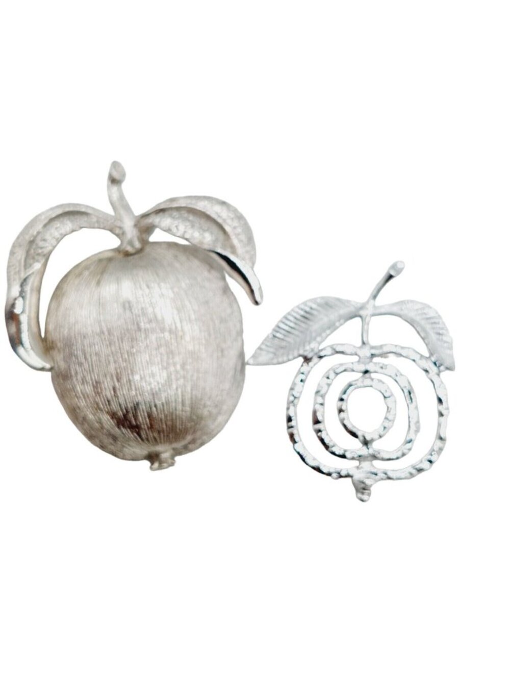 Sarah Coventry Vintage 60's and 70's Lot 2 Pins Brooches Silvertone Apples